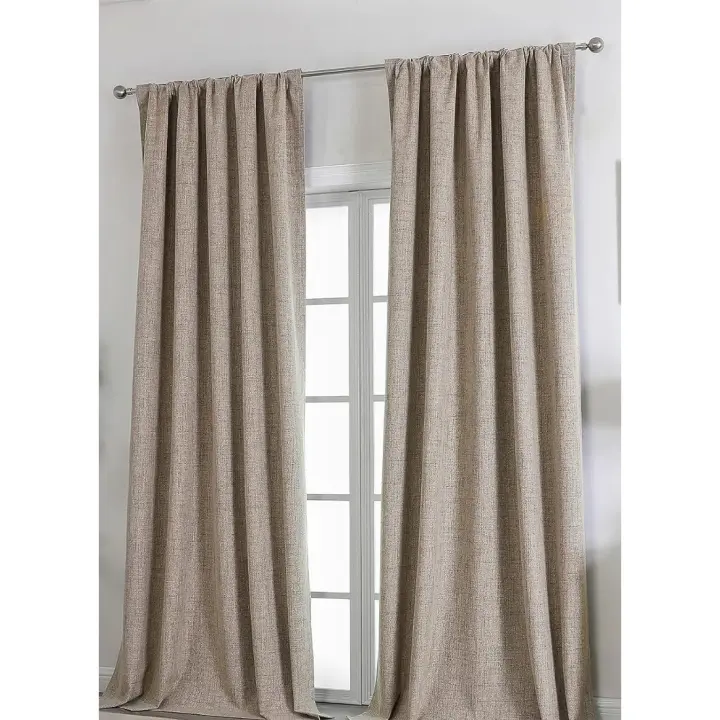 Cortinas de Lino Opacas 2 Piezas, Aislantes Térmicos para Dormitorio, Salón - 1