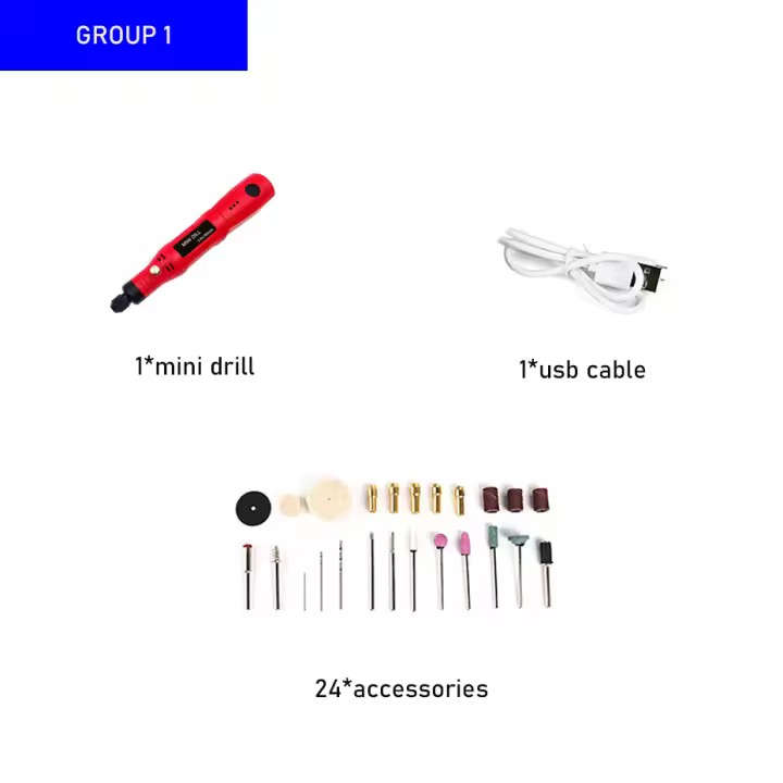 Set de Herramientas Eléctricas Inalámbricas Mini Taladro Eléctrico 3.6V Batería de Iones de Litio Carga USB Accesorios Multifuncionales DIY - 1