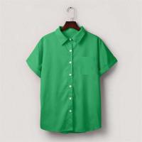 Blusa lisa de manga corta para mujer, camisa informal de un solo pecho, de moda - details 28