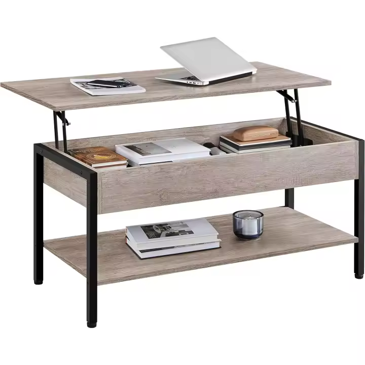 Mesa de Café con Revistero Mesa Baja de Industrial para Sofá Salón - 1