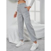 Otoño Invierno nuevo en gris más pantalones de chándal casuales de terciopelo moda pantalones sueltos de cintura alta para mujeres - details 0