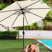 Sombrilla de Playa Grande Parasol Inclinable con Manivela Protección UV para Patio, Jardín, Piscina, Exterior Gris - details 25
