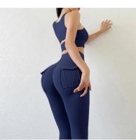 Mallas deportivas elásticas de cintura alta para mujer, pantalones ajustados de Color sólido para entrenamiento, venta al por mayor, para correr, gimnasio, Fitness, Yoga - details 46
