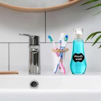 Botella multifuncional, recipiente de enjuague bucal de vidrio recargable con tapa, recipiente transparente portátil para baño - details 4