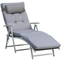 Hamaca Plegable para Jardín con Resaldo Ajustable 7 Posiciones, Carga Máx. 165 kg, Longitud 137x63,5x100,5 cm Gris - details 0