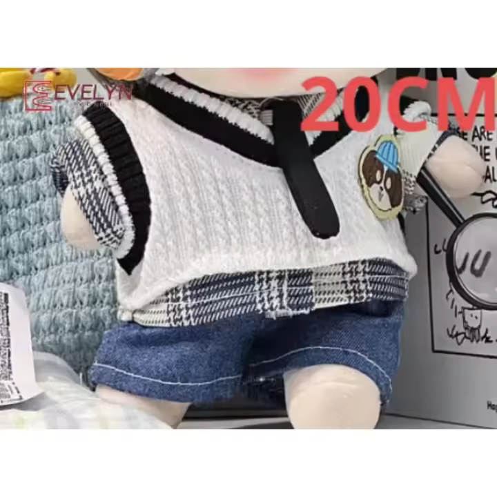 Evelyn-ropa de muñeca de algodón de 20cm, accesorios, chaleco, ropa, pantalones, pantalones vaqueros, traje con corbata, ropa Love and Deepspace Genshin Impact - 1