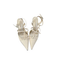 Sandalias Platas de Tacón Alto para Mujer Punta Afilada Francesa Diseño de Bolsa de lazo Viento de Cabeza Moda de Alta Noche - details 8