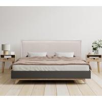 Cabecero de Lino Natural Liso con Ribete Cabezal Tapizado Cama Dormitorio Moderno Top Trending (Beige, 160x105cm con Patas (Camas 150/160)) - details 2