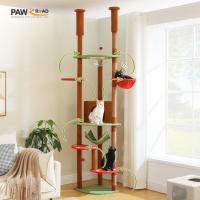 PAWZ Road Árbol para gatos alto de altura ajustable con acogedora hamaca para condominio, torre para gatos de suelo a techo, poste rascador para gatos de interior, juguetes para gatos, gato accesorios - details 1