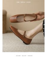 Zapatos planos de mujer estilo francés, primaverales, nuevos, de cuero suave, con hebilla de una palabra, punta cuadrada, boca poco profunda, temperamento retro, estilo Mary Jane. - details 18