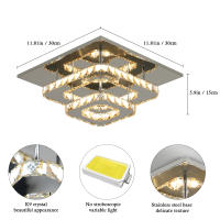 Goeco Lámpara de Techo de Cristal Cuadrada Eficiencia de Energía Montaje Directo - details 1