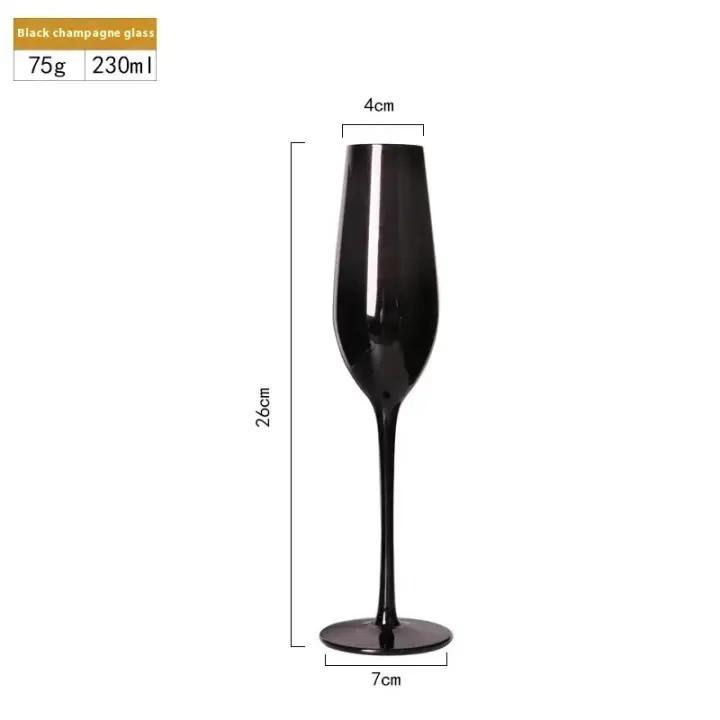 Copa de champán de cristal sin plomo, copa de vino multiusos con luz de cristal, color negro, estilo nórdico - 1