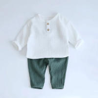 Conjunto de ropa de primavera para bebé, ropa de algodón orgánico suave, Top de manga larga y pantalón, 2 piezas - details 3