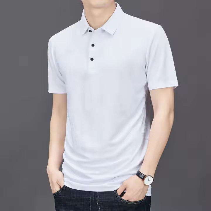 Camiseta POLO de Jacquard con cabeza de dragón para hombre, camiseta de manga corta con cuello de calidad, flor oscura de seda de hielo, verano 2025 - 1
