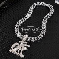 Collar de cadena con colgante de letras OTF para hombres, hip hop, Miami - details 2