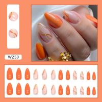 24pcs Uñas Postizas Largas Almendra Blancas Francesa Press on Cubiertas Completo Detallables Uñas De Manicura Fáciles De Usar - details 3