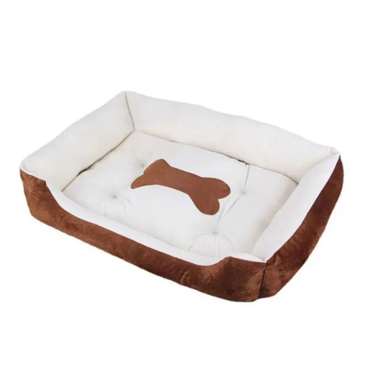 Nido de perro con patrón de hueso de invierno cálido, felpa corta, suave, cachorro, gato, sofá para dormir, algodón PP, cestas cómodas, cama de invierno - 1