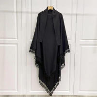 Hijab musulmán con encaje transpirable, pañuelo de cabeza largo instantáneo, estilo islámico de Dubái, adecuado para Festival y oración, 1 unidad - details 3