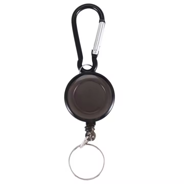 Lote de portatarjetas, soporte enrollador, llavero, mosquetón retráctil, Clip para cinturón, portatarjetas de identificación, negro - 1
