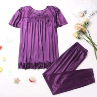 Conjunto de pijama de satén grande 5XL, pijamas cortos, decoración del hogar de mediana edad, pijamas de mujer baratos - details 24