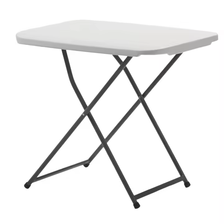 Mesa Plegable Auxiliar con Altura Ajustable, 50x75x56-73cm, Blanco - 1