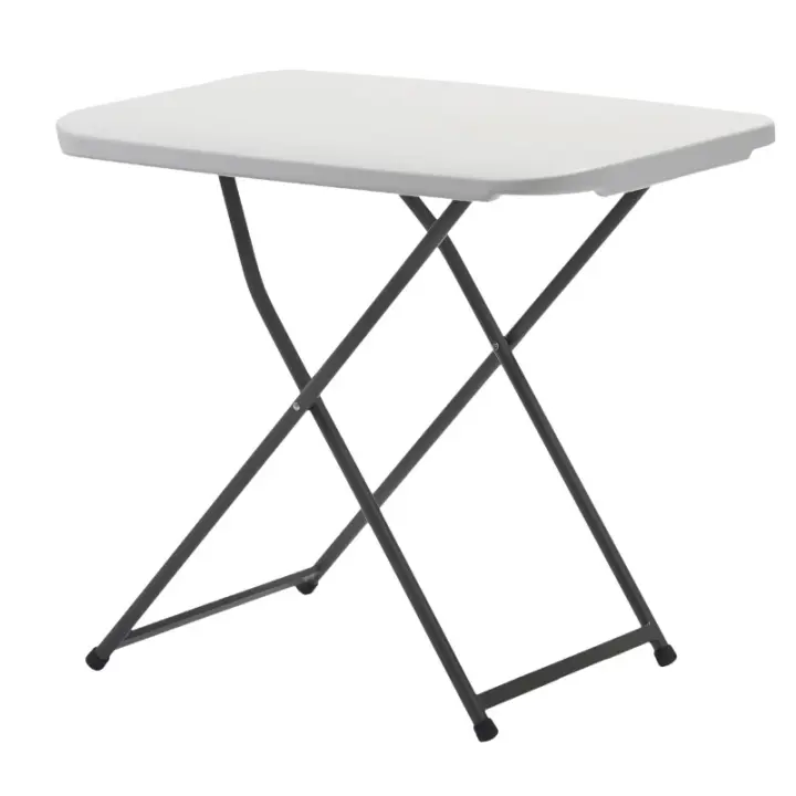 Mesa Plegable Auxiliar con Altura Ajustable, 50x75x56-73cm, Blanco - 1