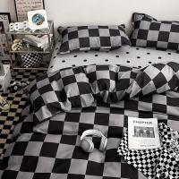Juego de funda nórdica a cuadros negra y gris, ropa de cama Reversible con rejilla geométrica, funda de edredón suave para niños, adolescentes y adultos, decoración de dormitorio - details 4