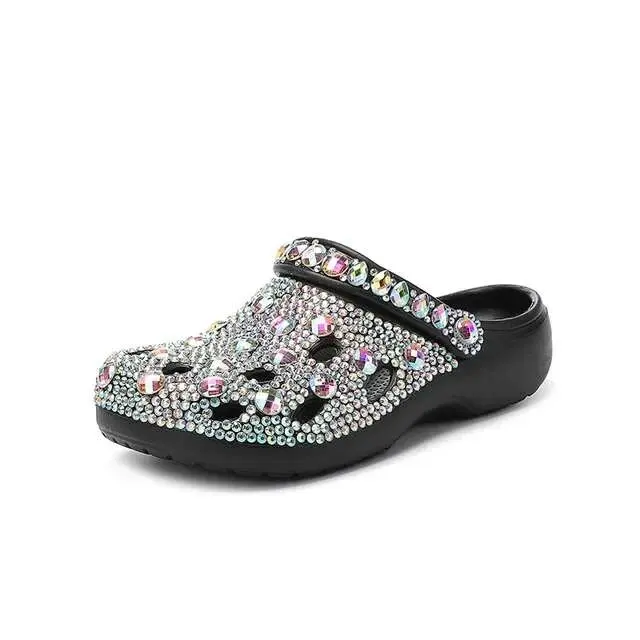 Sandalias de Plataforma de Calidad Superior para Mujeres Zapatillas Casuales Brillantes con Cristales - 1