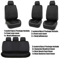 Funda Universal de cuero PU para vehículo, cojín Protector de asiento de 5 plazas para la mayoría de coches, camiones, SUV, cuatro estaciones - details 4