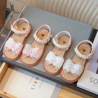 Sandalias de Princesa para Niña Zapatos de Playa Antideslizantes Elegantes con Cuentas y Pajarita - details 1