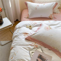 Svetanya Juego de Ropa de Cama con Diseño Floral Pastoral en Amarillo y Morado Tamaño Queen y King Algodón Egipcio Ajustable - details 40