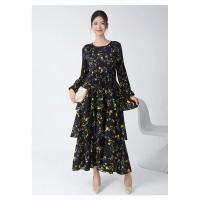 2025 Vestido de Primavera Otoño de Alta Calidad Floral Retro Manga Larga Linternas con Volantes Vestido Casual de Trabajo Talla - details 8
