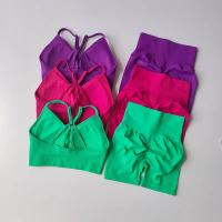 Conjuntos de Yoga de 2 uds., trajes de entrenamiento de cintura alta para mujer, ropa de gimnasio, trajes deportivos, chándal de Fitness, ropa deportiva, traje corto - details 7