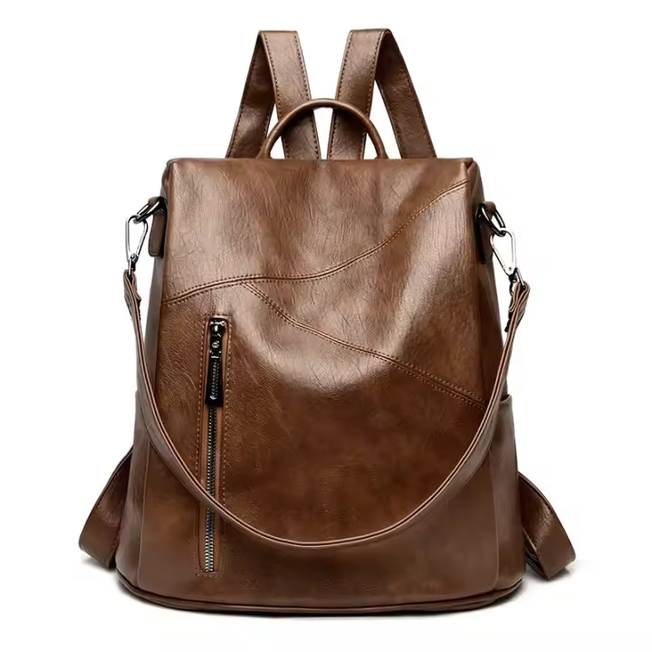 Mochila De cuero suave antirrobo para mujer, mochila Retro para damas, diseñador de lujo, bolsos de viaje de ocio a la moda - 1