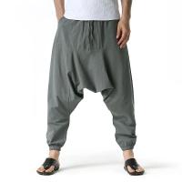 Pantalones de Lineno y Algodón para Hombres Pantalones Anchos Casuales con Cintura Baja - details 5