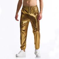 Modo Superficie brillante estampage à chaud hommes pantalons décontractés Harajuku Hip Hop Disco danse Streetwear cordon discothèque pantalon - details 1