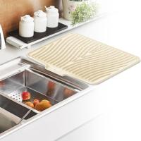 Tapete de silicona resistente al calor para escurrir platos, tamaño grande, antideslizante, tapete de cocina para escurrir platos, con abertura de desviación y pendiente para secar platos - details 3