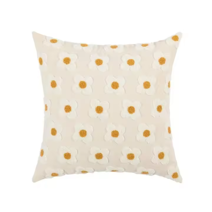Funda de almohada con diseño de flores y bordado de sofá, funda de cojín cuadrada de algodón, funda de almohada suave con estilo para cama - 1