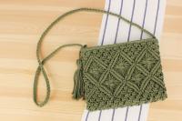 Bolso simple tejido a mano con flecos bolso retro tejido a mano bolso de playa de viaje de vacaciones de verano - details 2