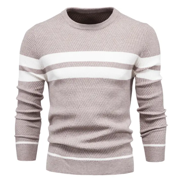 Famgem Nueva Suéter De Otoño Para Hombre Con Cuello Redondo Y Mangas Largas Patchwork Caliente Y Delgado Moda Casual Ropa De Hombre - 1