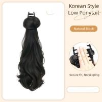 Elegante estilo coreano, coleta larga ondulada y rizada, extensiones de cabello, cola de caballo, peluca sintética con cabeza de bola esponjosa para fiesta - details 9