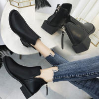 Botas de cuero pequeñas para mujer de estilo británico Nuevas botas cortas con tacón grueso y suelo plano - details 5