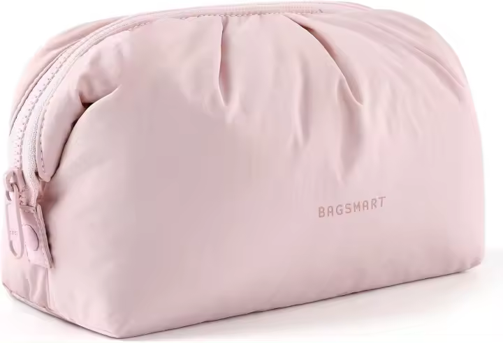 Bolsa de Maquillaje Casual de Gran Capacidad Patrón Sólido, Adiós a Cremalleras, Material de Lino y Poliéster Ideal para Viajes - 1