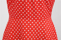 Vestido midi de línea A informal y elegante con cuello y manga corta para fiesta de lunares de verano para mujer - details 16