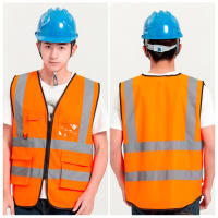 Chaleco de Seguridad de Alta Visibilidad con Bolsillo Franja Reflectante Cierre de Cremallera Para Trabajo de Constructcción Deportes Nocturnos Ropa de Ciclismo Tela Transpirable - details 4