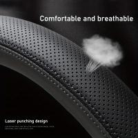 Funda para volante de coche, Protector de cuero PU de primera calidad, duradero, antideslizante, agarre cómodo para 14,5-15 - details 6
