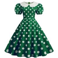 Elegante Vestido de Verano Manga Corta con Volantes Cuello Peter Pan Vintage A-e Midi Largo - details 10