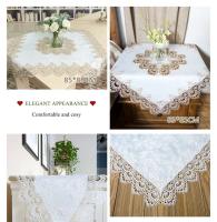 Caminos de mesa de comedor circulares cuadrados, diseño de mantel bordado ENCE, blanco beige, utilizado para restaurantes, bodas y fiestas - details 9