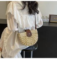 Bolso tejido de paja Retro de verano para mujer, bolso de playa para vacaciones en la playa, bolso de hombro tipo bandolera, bolso tejido para sillín de axila - details 12