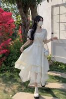 Vestido Cuadrado de Cuello Corto para Mujer en Verano 2025 Estilo Socialité Francés Cintura Delgada - details 0